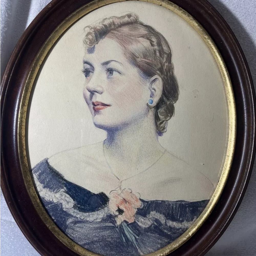Young Women in Blue Dress | Early Victorian Portrait Miniature Painting, c.1850